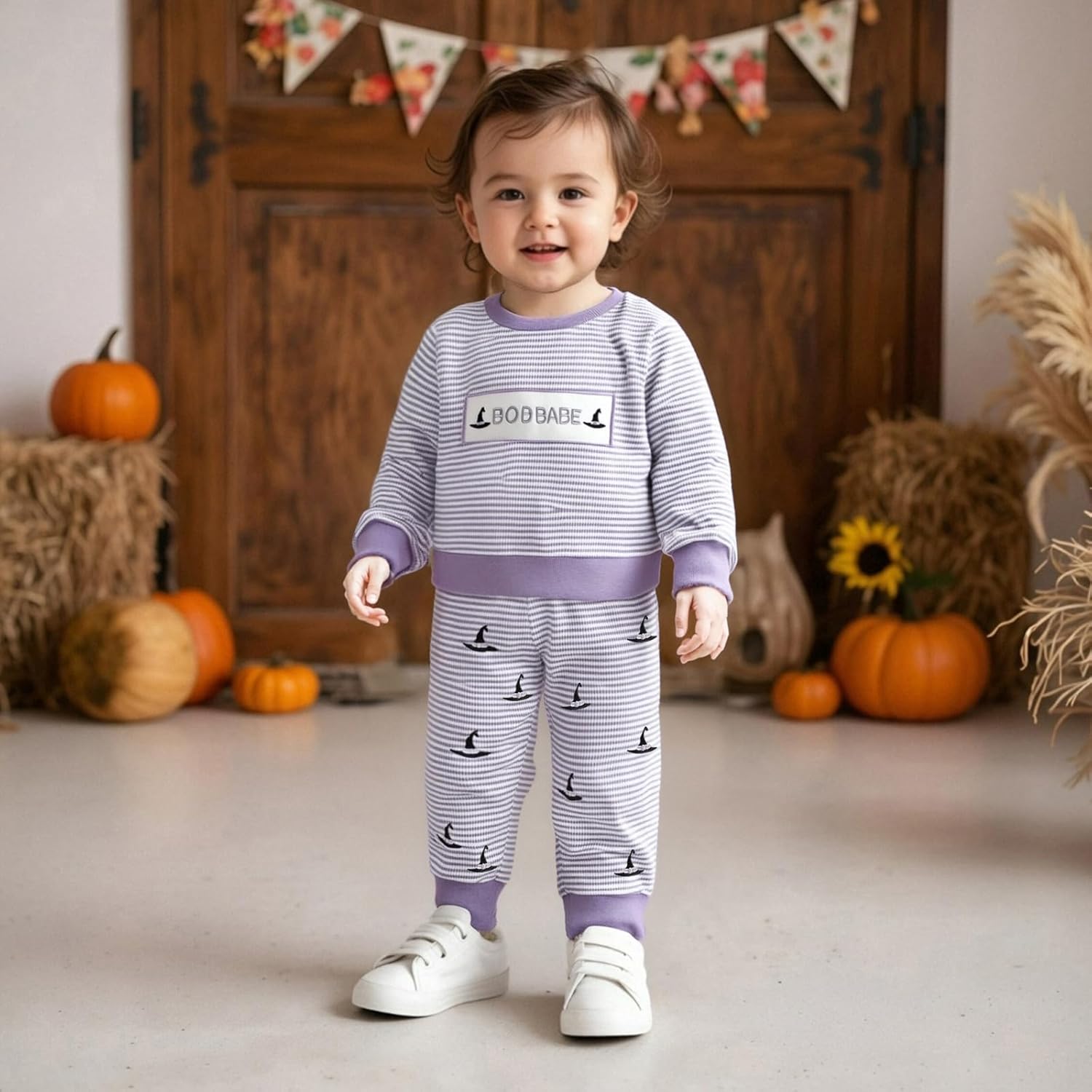 Halloween Toddler Baby Girl Outfit Cute Long Sleeve Print Sweatshirt Top Pants Fall Winter Pumpkin Clothes - Image 2