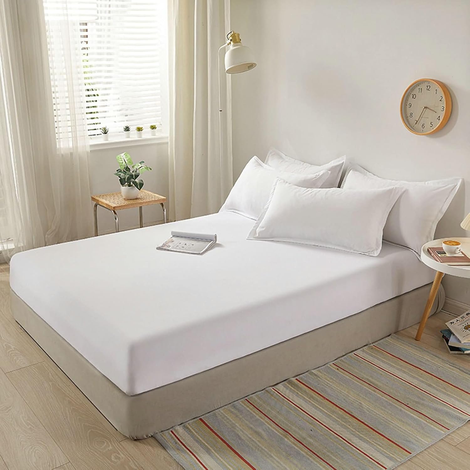 Twin Mattress Fitted Sheet Girls,(59 x 74 in),Full Size Fitted Sheet Full Solid Color Fitted Sheets Single White