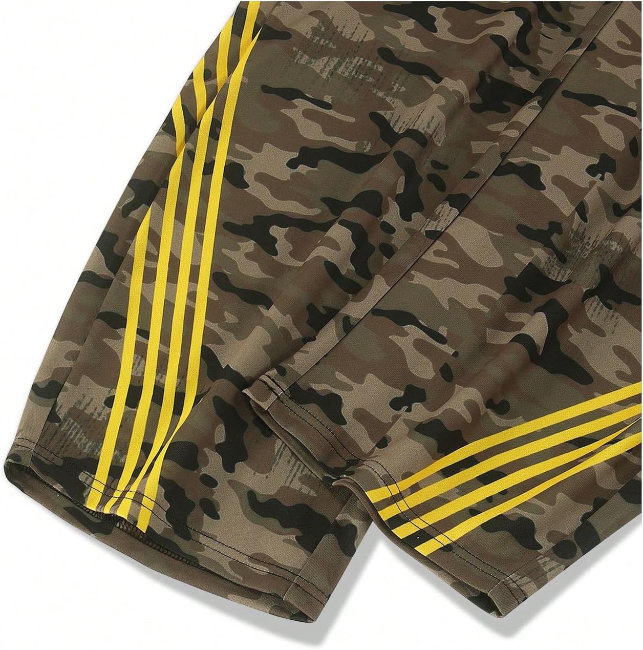 GORGLITTER Men's Baggy Camo Sweatpants Double Waisted Wide Leg Sweatpants Y2k Striped Side Track Pants
