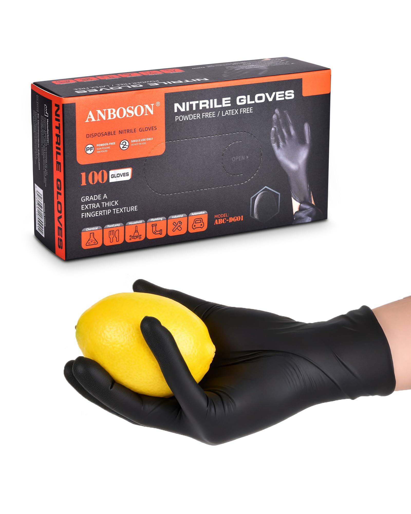ANBOSON Nitrile Gloves ASTM D6319 - Food Handling - Powder Free and Latex Free 6 Mil Thickness Disposable Gloves for Food Preparation, Cooking, Baking