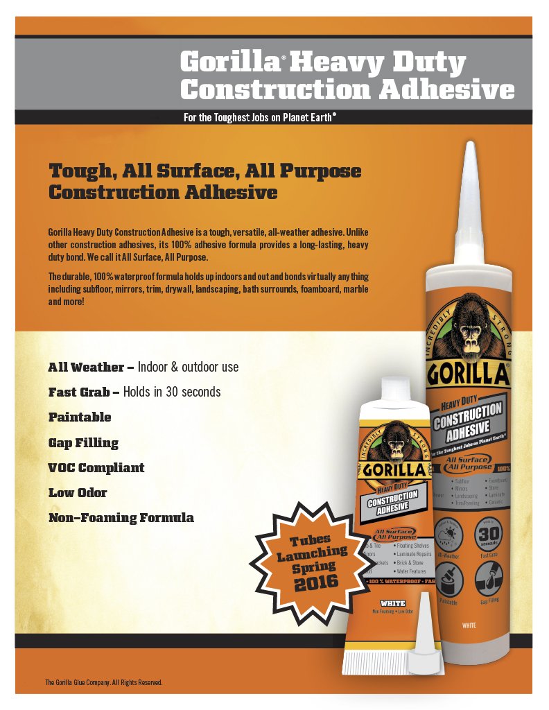 Gorilla Construction Adhesive Heavy Duty