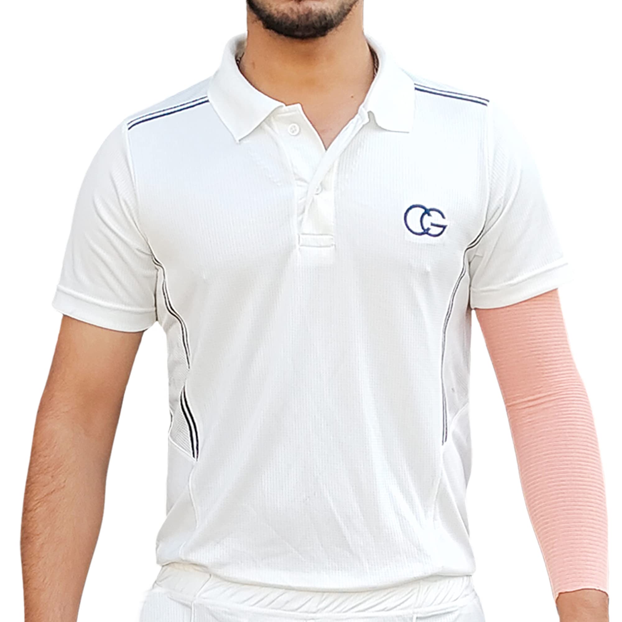 CG Half Sleeve Cricket White T Shirt for Men | Cricket Dress T-Shirt | Cricket Jersey | Cricket Uniform | Cricket Whites for Boys and Adults
