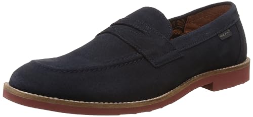 Navy Leather Penny Loafers 