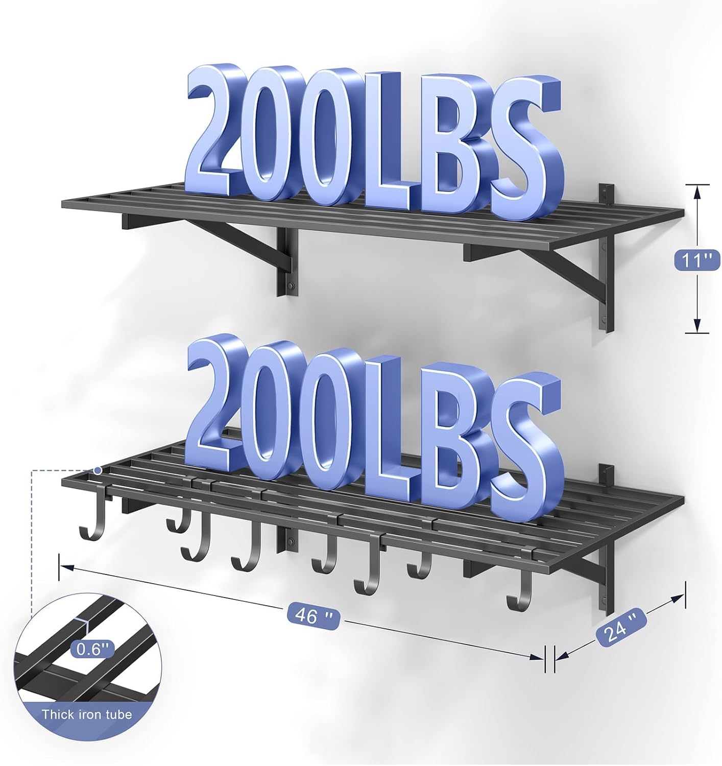 4X8FT Overhead Garage Storage Rack and 2-Pack 2x4ft Garage Shelving Wall Mounted