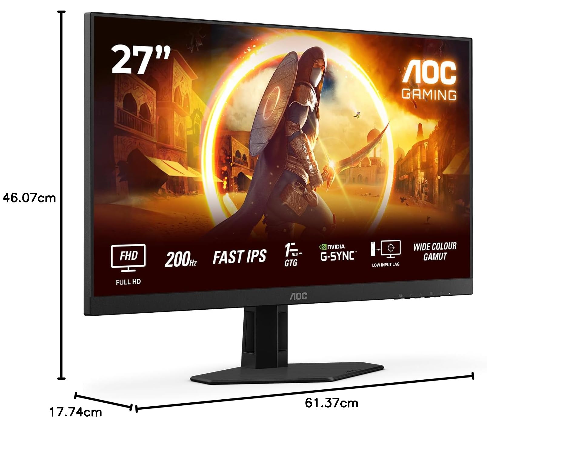 AOC 27G4HRE 27 Zoll FHD Gaming Monitor 200Hz Fast IPS 1ms GtG HDR10 G-Sync Compatible Schwarz