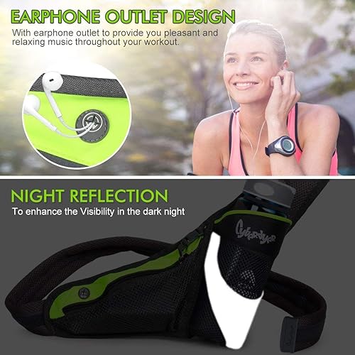 Miniatura 5 de PYFK - Cangurera de hidratación para correr con soporte para botella de agua, para hombres y mujeres, material reflectante