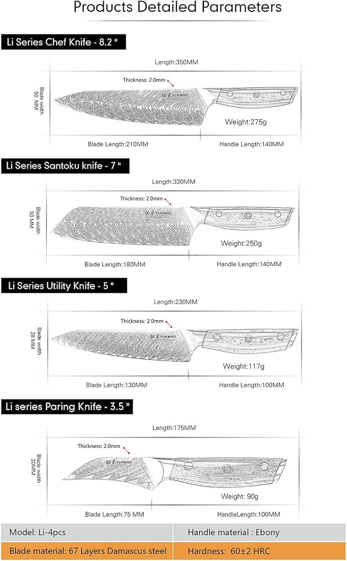 Set Cuchillos Cocina 5 Piezas Acero Inoxidable miniatura 2