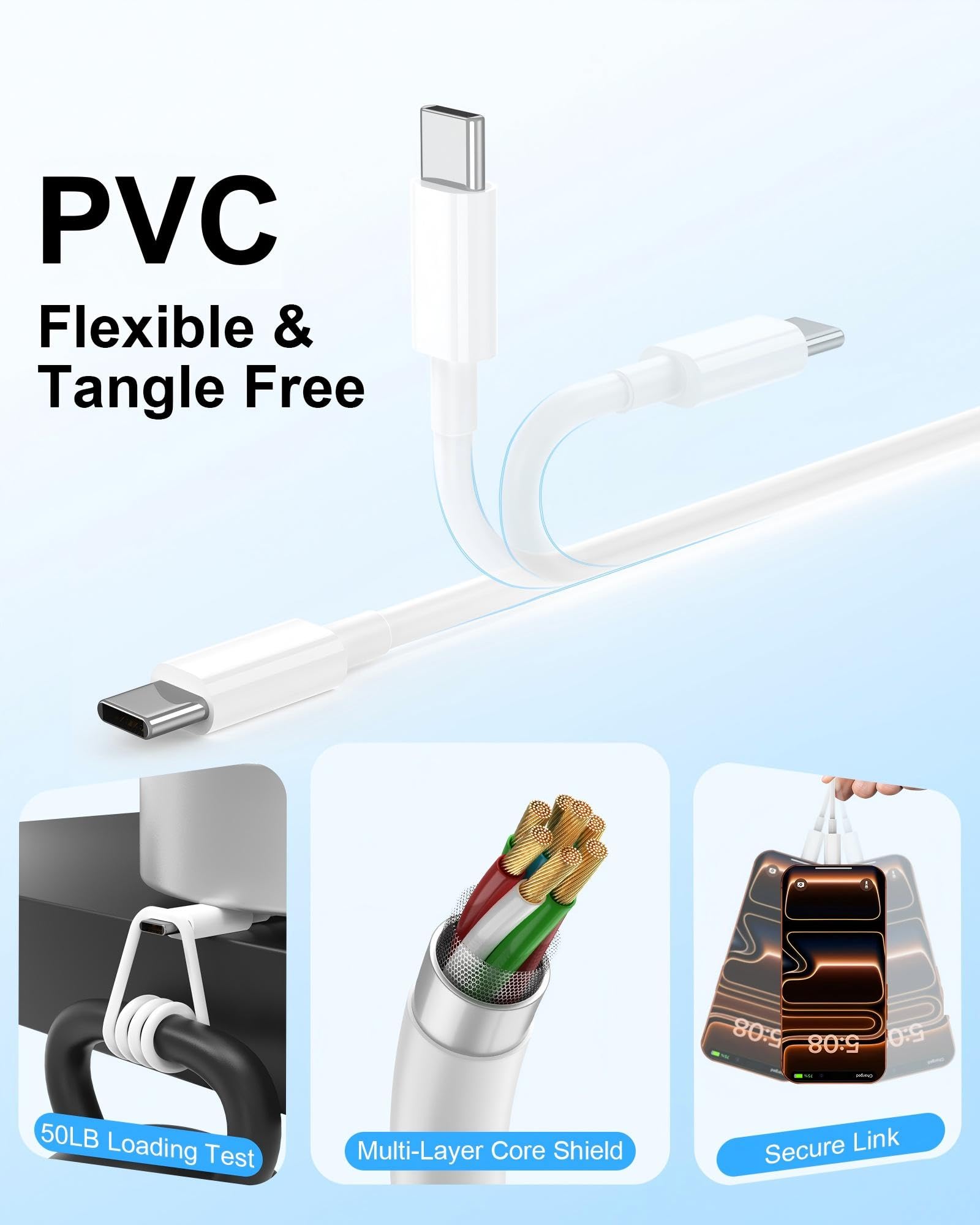 Cavo corto da USB a USB C da 6 pollici per iPhone 17/16E/16/15, piccolo cavo USB A a C per Apple Carplay cavo per iPhone 17/17 Air/16/16e/15 Pro Max, Samsung Galaxy S26 Ultra/S25/S24/S23