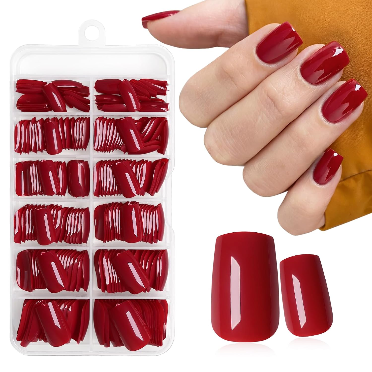 AddFavor Brown Press on Nails Medium Square Fake Nails, 240pcs Acrylic Nails Press ons Square Press on Nails, Taupe Brown Glue on Nails for Women Girls DIY Nail Art Salon at Home