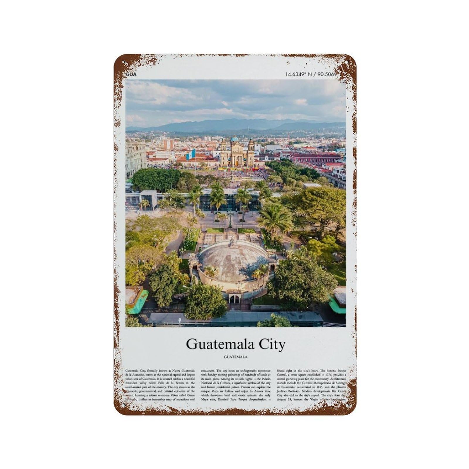 xiaoxiaoshen Guatemala City Guatemala City Scenery Wall Decor Art Metal Tin Poster Modern Home Decor Art Home Bar Shop Decorations Vintage Sign 30x20cm