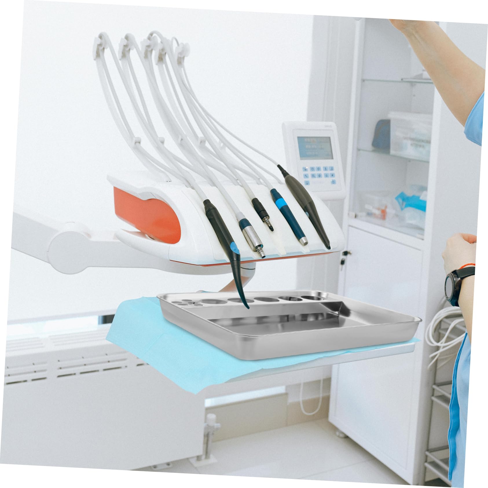 Plateau Acier Inoxydable Argenté, Plateau pour Matériel Médical, Facile à Nettoyer, Changement en Milieu Médical