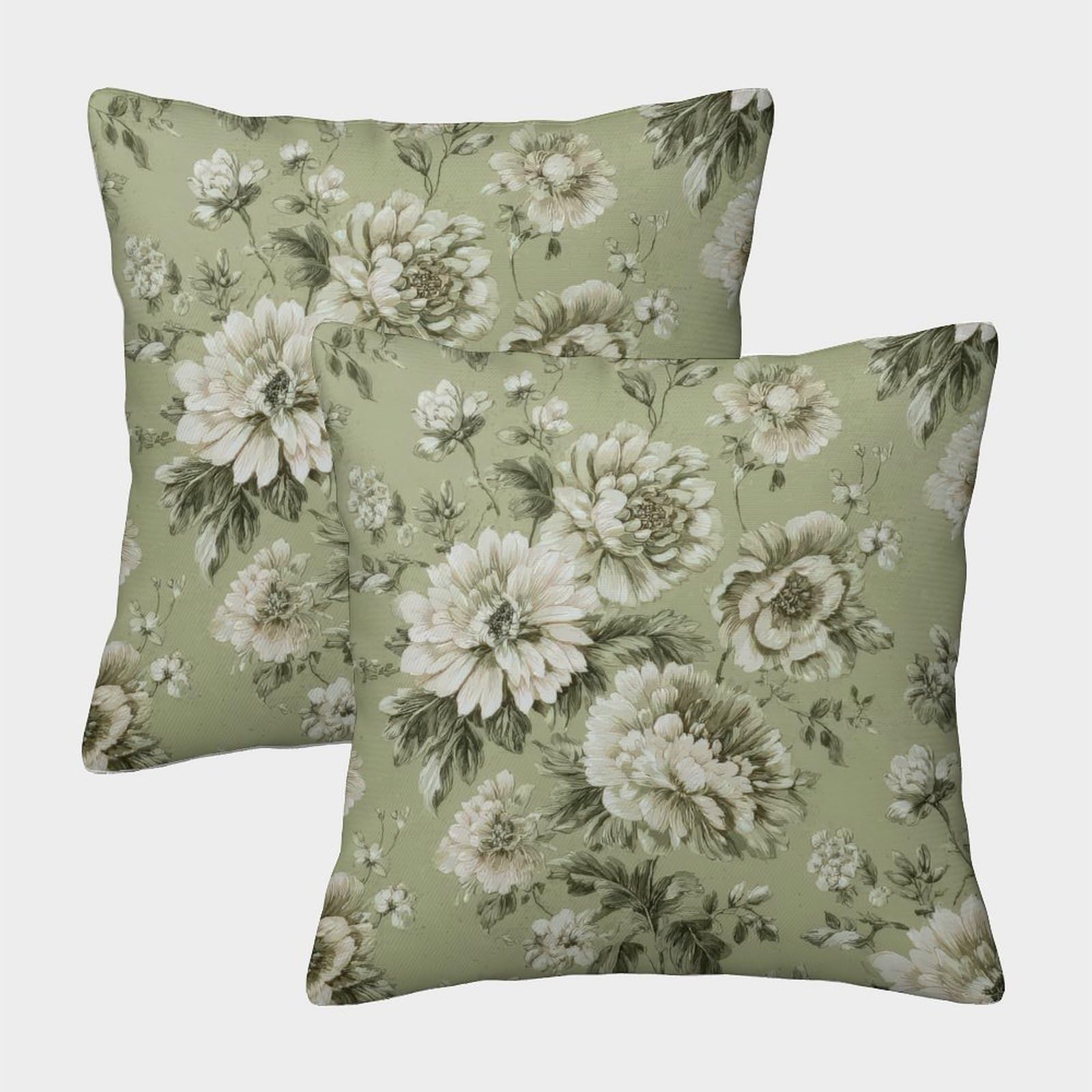 Felasbuid Style-14 Floralwallpaper—Vintagegardenstyle Pillow Covers 2 Pack Cozy Pillowcases Available All Seasons Cushion Cover Zippered Decorative Couch Living Room 45X45cm