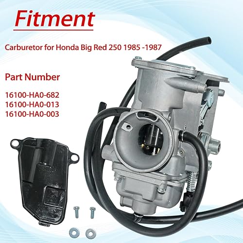 Miniatura 4 de Carburador para Honda Big Red 250 ATC250ES 1985 1986 1987 Carb Assy con válvula de cierre de tanque de combustible Petcock