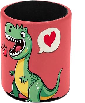 Cartoon Dinosaur Pen Holder for Desk, PU Leather Pencil Holder Pen Cup Marker Holder Makeup Brush Holders, Desk Accessories & Workspace Organizers for Home, Office