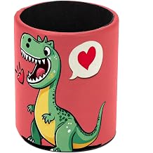 Cartoon Dinosaur Pen Holder for Desk, PU Leather Pencil Holder Pen Cup Marker Holder Makeup Brush Holders, Desk Accessories & Workspace Organizers for Home, Office