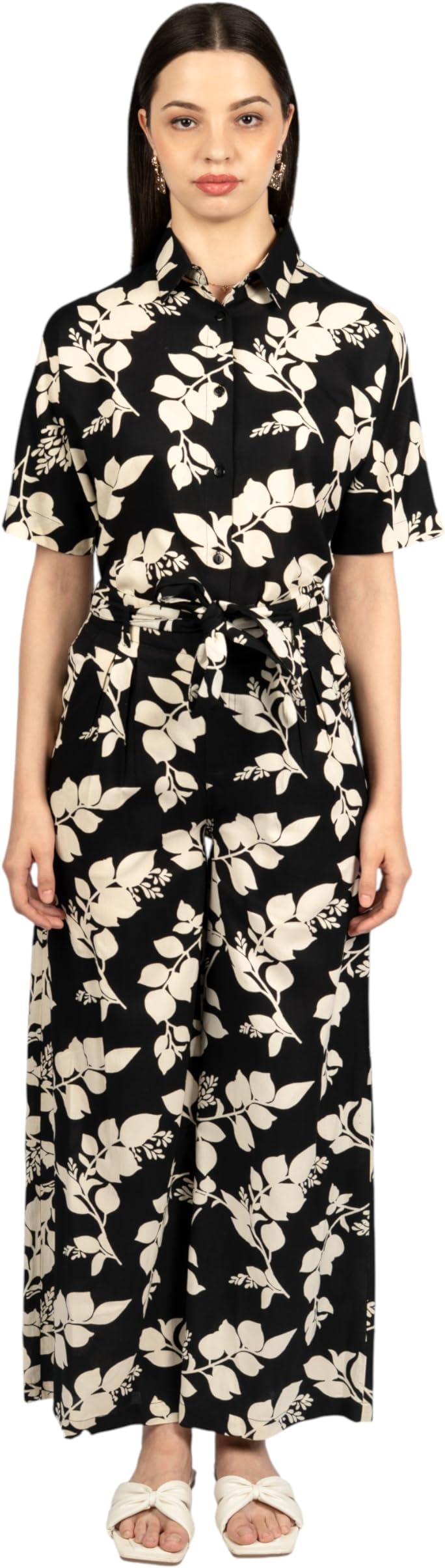 - Women Rayon Printed Co-Ord Set, Western Style Top and Trouser Regular Fit Dress, Office & Casual Wear Dress for Girls