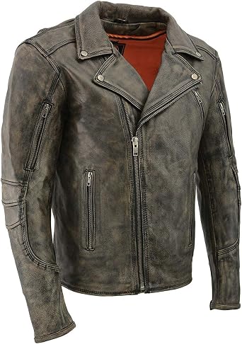 Milwaukee Leather Mens Premium Leather Motorcycle Classic MC Style Rider Jacket w/Removable Liner