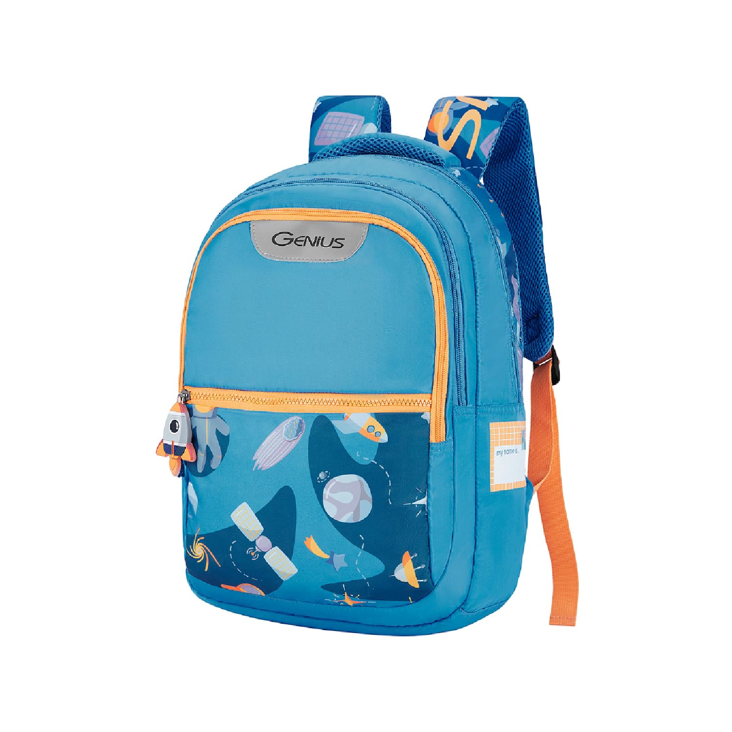genius Satellite 27L Kids Printed Backpack, 3 Compartments, Hidden Pocket, File Holder, Bottle Holder, Front Pocket, School Bag for Boys and Girls, Bag for Kids, Color- Blue-picture-43