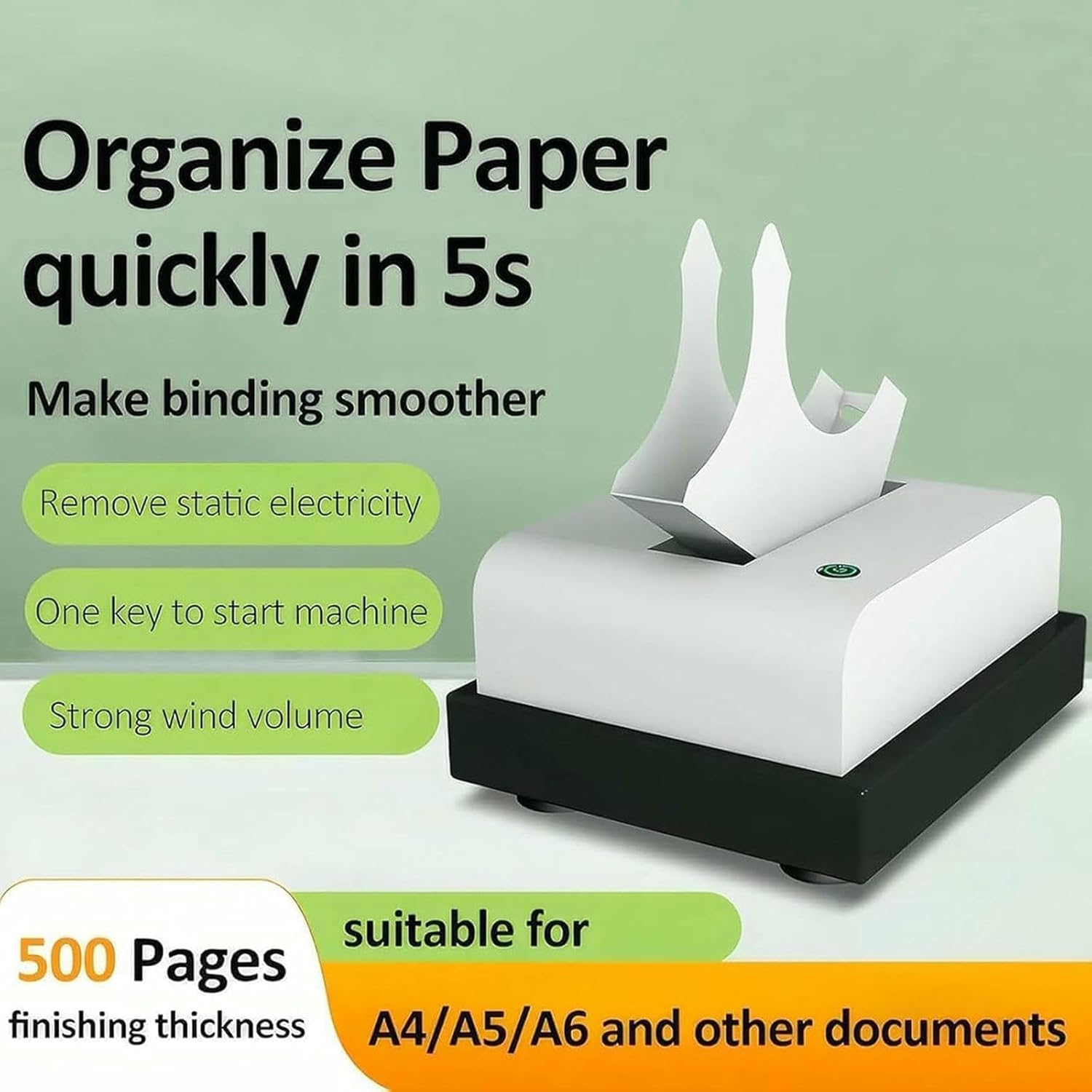 Automatic Paper Finishing Machine, 20W Tabletop Paper Jogger, 500 Pages Finishing Thickness for Banks, Companies~/