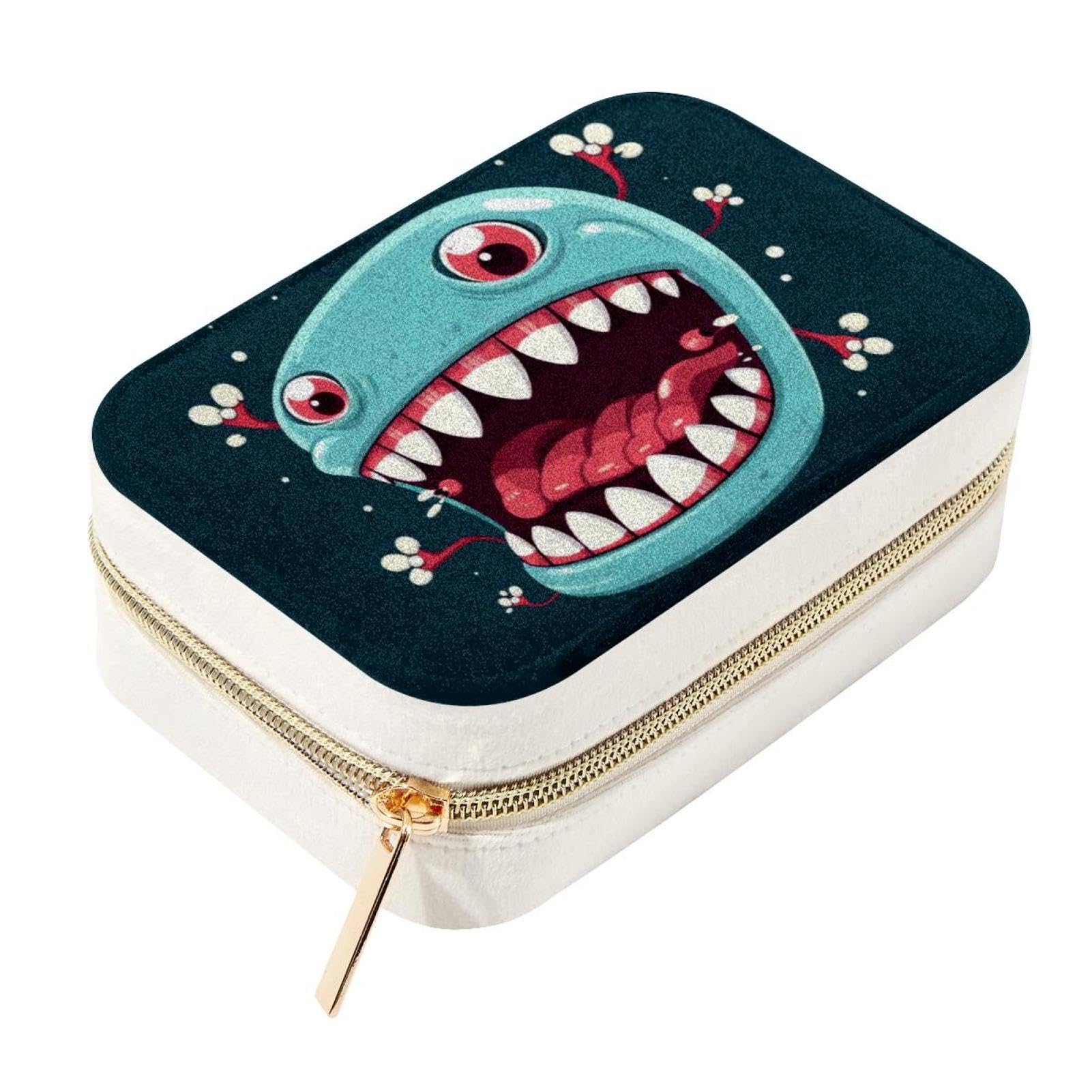 Boîte à bijoux double couche portable motif dents mignon