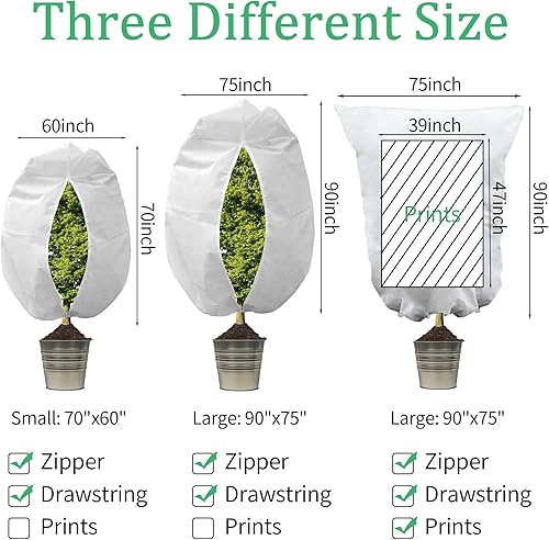 Miniatura 7 de Cubiertas para plantas con protección contra la congelación, 90 pulgadas de alto x 75 pulgadas de ancho, 2.2 onzas, mantas de tela de invierno para