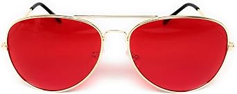 WebDeals - Aviator Silver Mirror or Color Mirror Metal Frame Sunglasses ... (Gold Frame, Red)