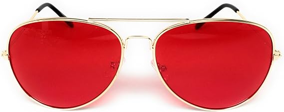WebDeals - Aviator Silver Mirror or Color Mirror Metal Frame Sunglasses ... (Gold Frame, Red)