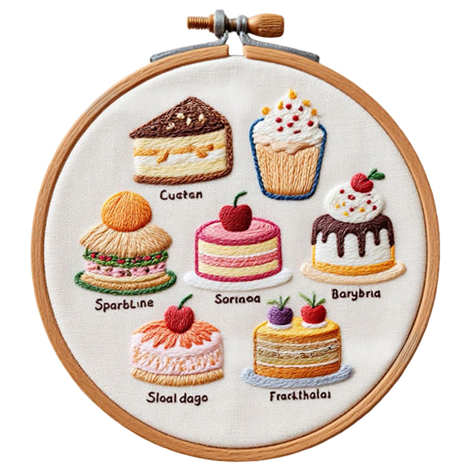 Xjdzineq Cake Dessert Pattern Embroidery Set Beginner Craft Set with Instruction Stitching Hoop Thread and Needle Creative Supplies