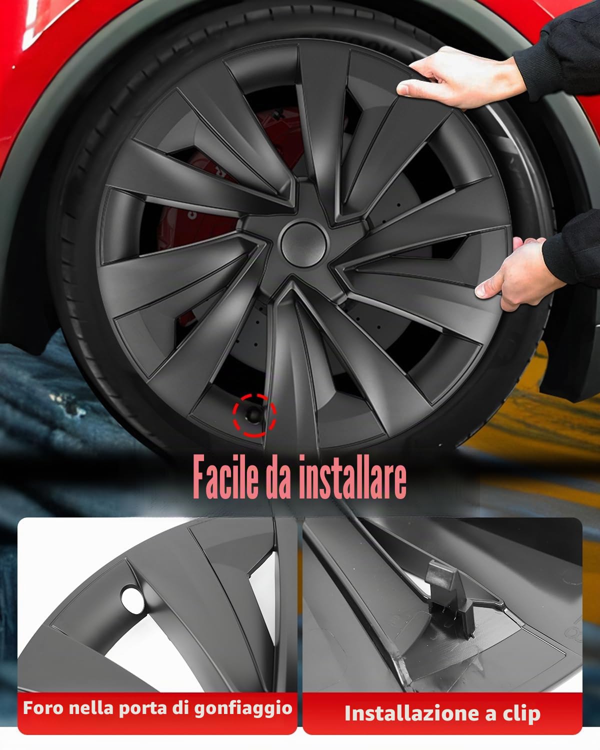 Set di 4 coprimozzi da 19 pollici per modello y, copricerchioni di ricambio, kit di coprimozzi compatibili con Tesla modello y (modello y juniper 2025)