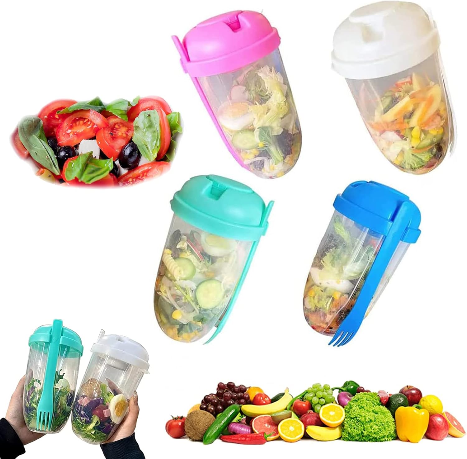 New Salad Meal Shaker Cup,Keep Fit Salad Meal Shaker Cup with Fork and