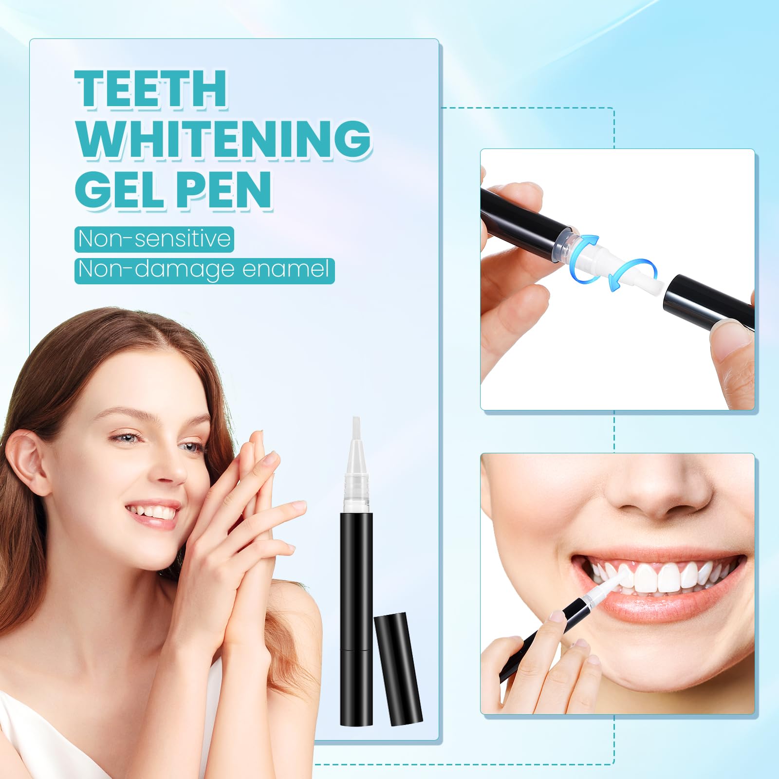 Kit Sbiancante Denti, Sbiancamento Denti Professionale con 32X LED Lampada Sbiancare e 3Pcs Gel Sbiancante per Denti, Rimuovi Rapidamente le Macchie Teeth e Sbiancamento Immediato, Efficace e Sicuro