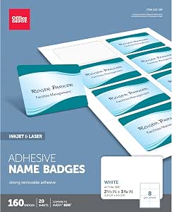 Amazon.com : Office Depot Name Badge Labels, 2 1/3in. x 3 3/8in., White ...