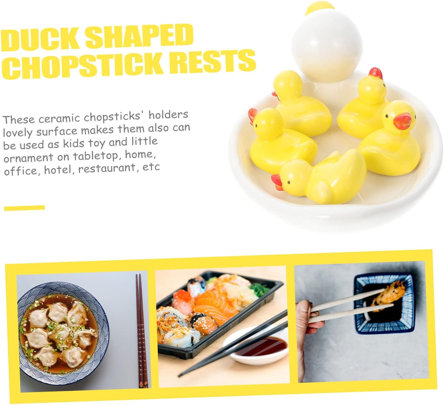 Ceramic Duck Chopstick Rests Set 6pcs Elegant Chopsticks Holders Large 19x13x8cm Small 4.5x3.8x3.7cm for Dining Table Decorative Kitchen Utensil Racks
