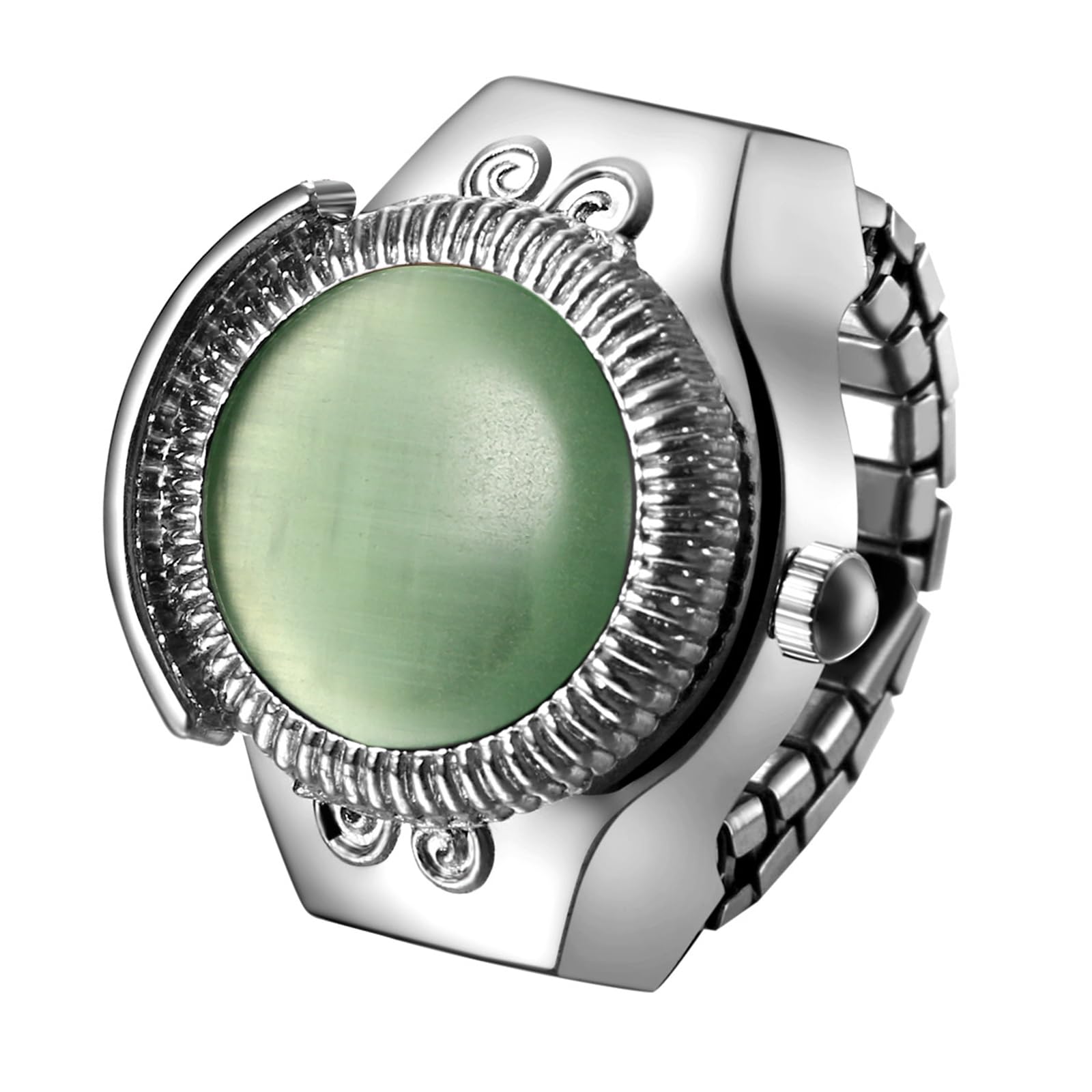 JewelryWe Ringuhr Fingeruhr Damen Analog Quarz Uhr Elastisch Ring Edelstahl Eule Deko Uhr Uhrenring Weiß Schwarz Rot