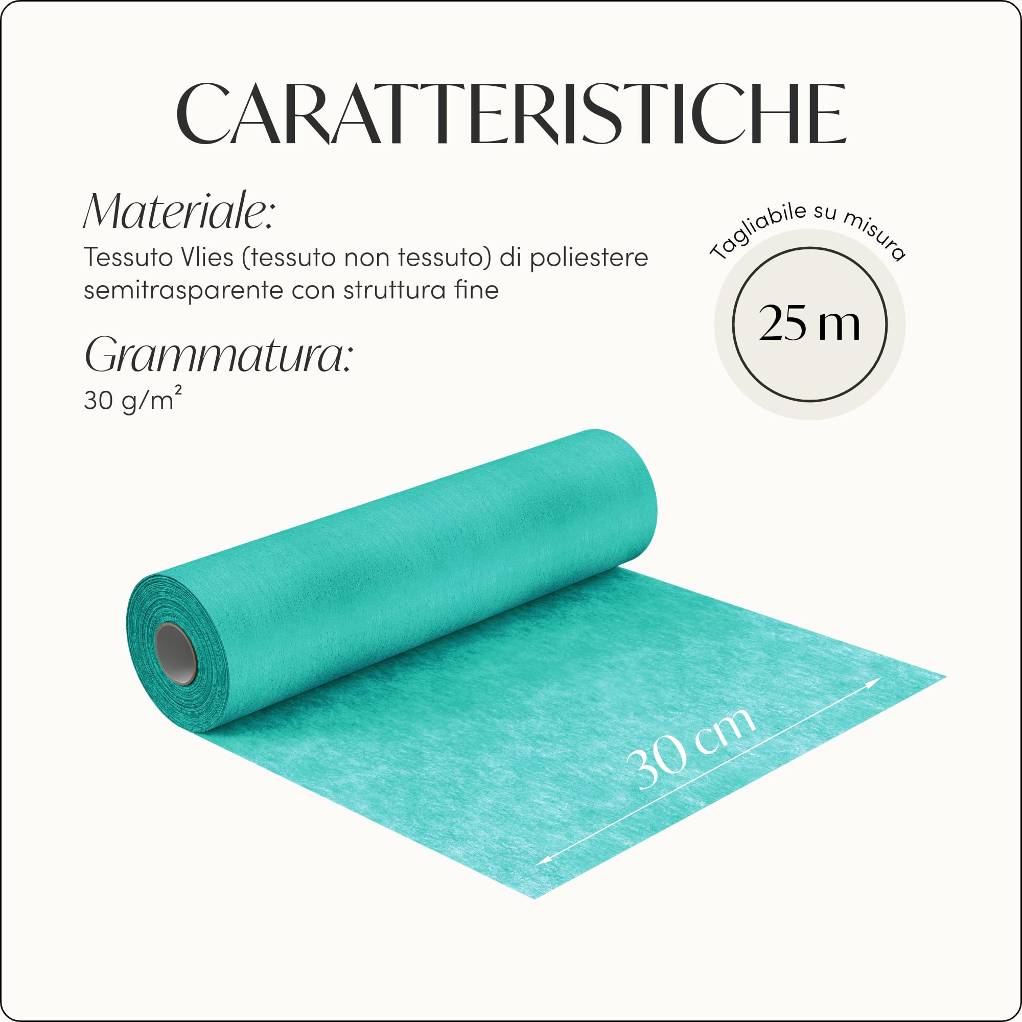 100%Mosel Runner da Tavolo in Tessuto Non Tessuto, in Verde Mela (30 cm x 25 m), Runner Decorativo da Tavola, elegante Decorazione da Tavola per