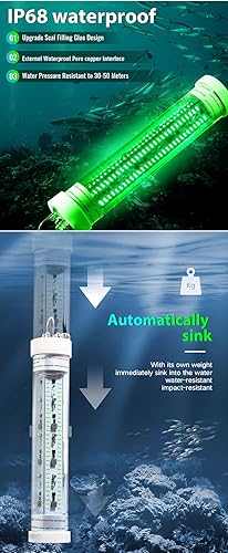 Miniatura 35 de Luz de pesca submarina 12 V 15000 LM 110 V 35000 LM verde, blanco, azul, amarillo, LED sumergible barco nocturno impermeable IP68 en agua dulce