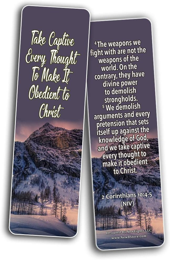 Bible Verses Bookmarks About Focus on God to Empty Out Negative Thoughts (60 Pack) - Perfect Giftaway for Sunday School and Ministries