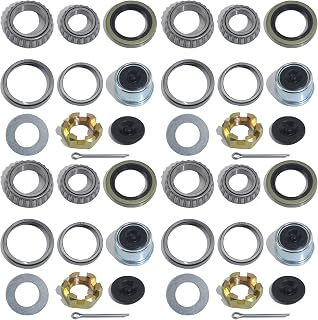 4 Sets 3500 LB Boat Trailer Axle Bearing Kits L68149 L44649 for #84 Spindle - Seals, Nuts, Dust Caps, Plugs Included