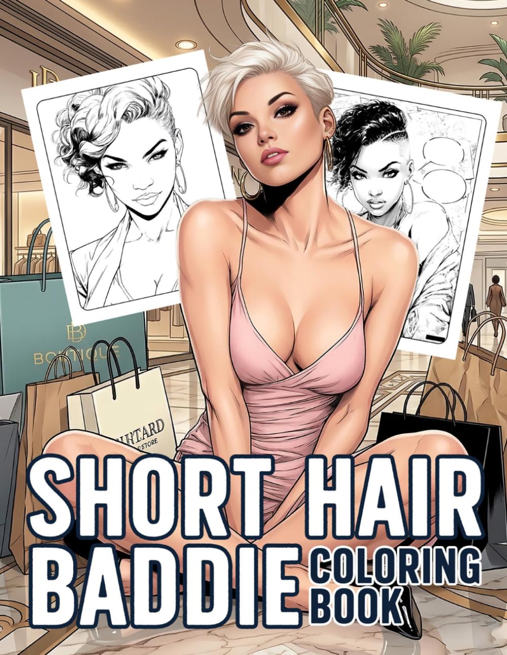 Short Hair Baddie Coloring Book: Confident Black Women Portraits Coloring Pages With Bold Looks, Modern Styles For Teens & Adults To Relax And Feel Empowered