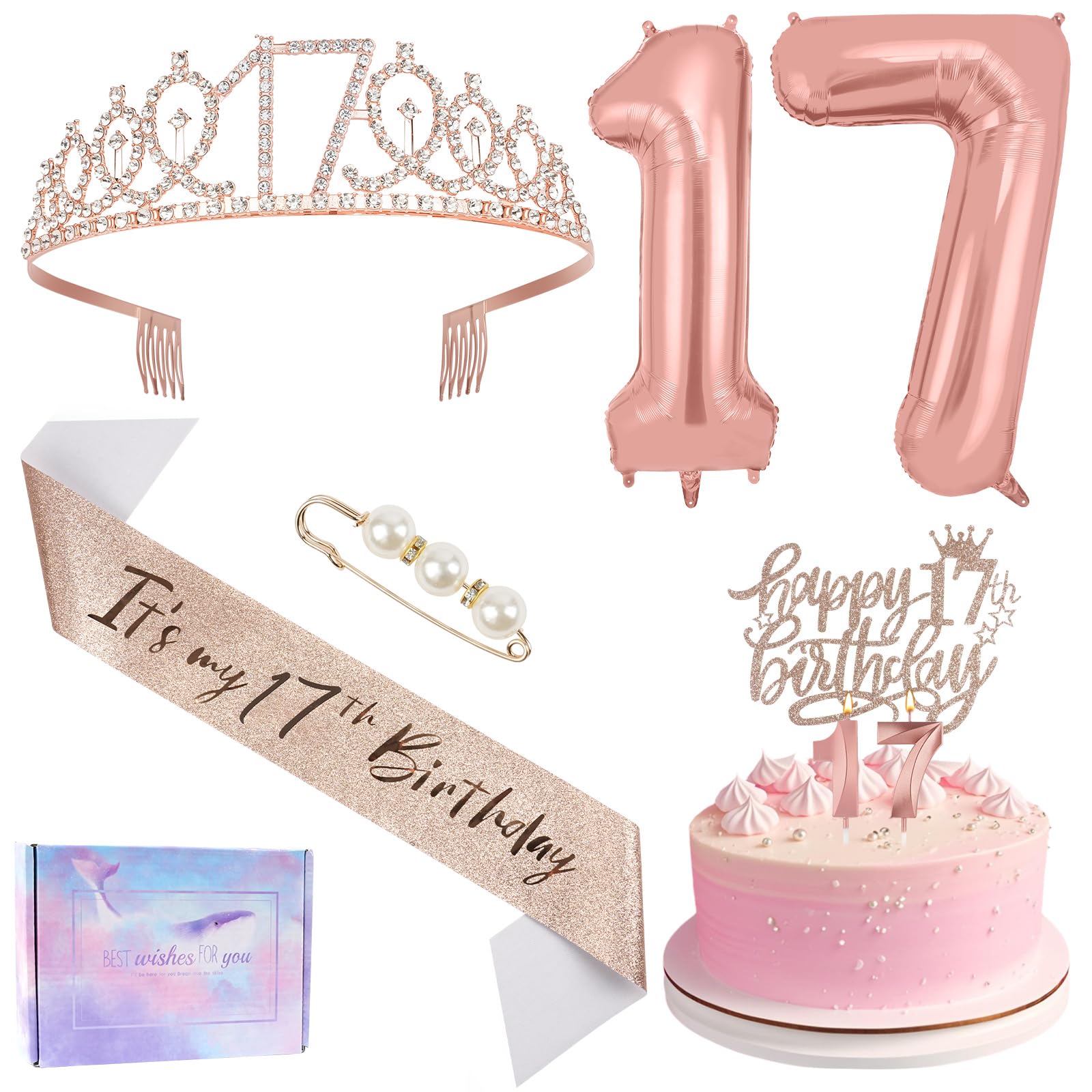 Ainiv 17th Birthday Decorations, for Girls Gifts Party Decorations