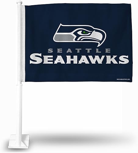 Vista 88 de Rico Industries NFL Double Sided Car Flag - 16" x 19" - Strong Pole That Hooks onto Car/Truck/Automobile