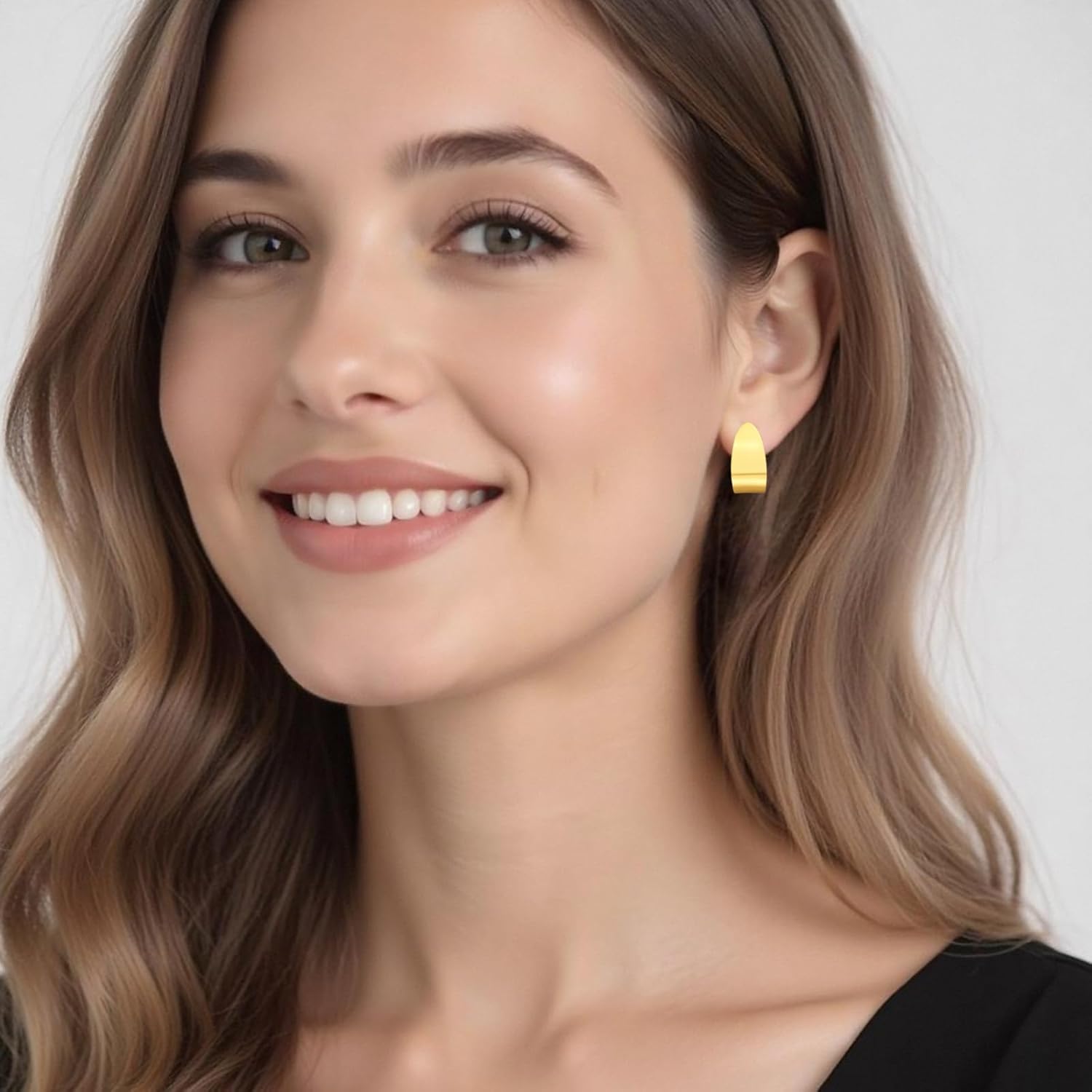 REELMAR Chunky Dangle Earrings for Women, Geometric Huggie Drop Earrings, Lightweight Hypoallergenic Polished Stainless Steel Statement Earring, Elegant Dome Hoop Prom Party Jewelry - Image 4