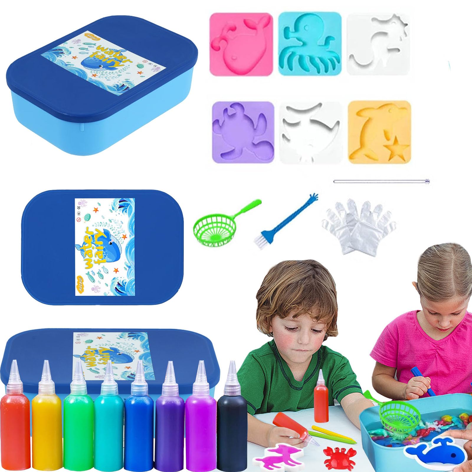 Aszaui Aqua Gelz Creative Set,Magic Water Elf,Aquagelz 3D Creative Set de Mágicos de Geles de Océano para Niños,Manualidades, Juego Educativos Niños