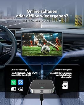 OTTOCAST E2 AI Box 2026 Upgrade 3-in-1 Wireless CarPlay & Android Auto Adapter Android 13 Car Multimedia Box with Netflix YouTube WiFi & 4 G SIM Support Download 4+64GB Apps OTA Update