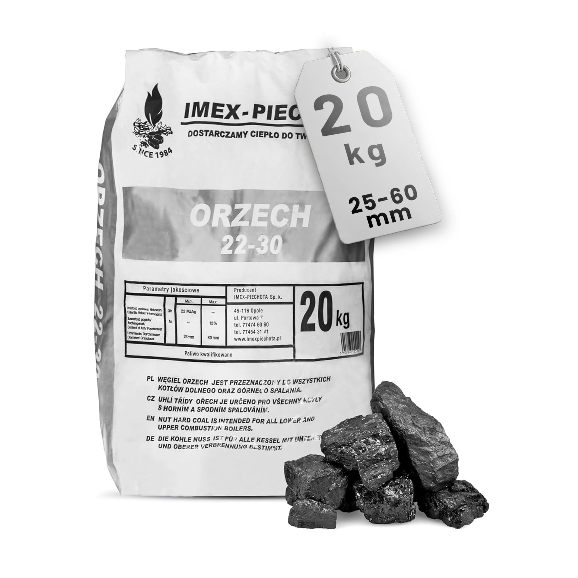 Steinkohle Grob 25-60mm, 20kg Sack
