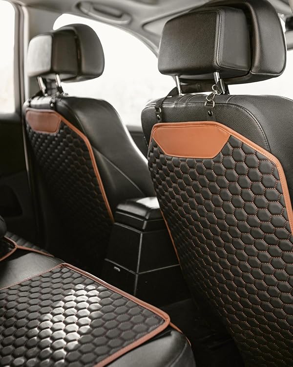 Owleys Kick Mat Back Seat Protector - Car Back Seat Cover for Kids Feet - Waterproof & Sturdy Protector for Upholstery from Dirt, Mud, Scratches and Stain (Hexy) by Owleys - Image 8