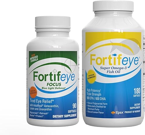 Fortifeye - Paquete de protección para la salud del corazón y la luz azul Fortifeye Focus 90 unidades y aceite de pescado Fortifeye Super Omega 3