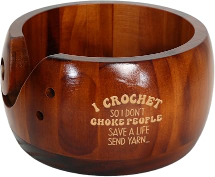 I Crochet So I Dont Choke People Yarn Bowls- Yarn Bowls for Crocheting, 6" x 3" Knitting Yarn Bowl with Holes, Crochet Bowls for Yarn, Knitting Accessories for Crocheting, Gifts for Crocheters DARK