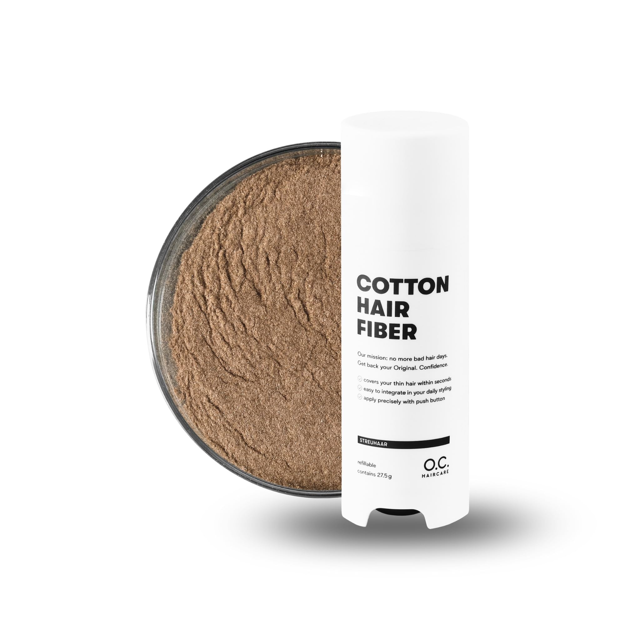 O.C. HAIRCARE Hair Thickening Fibres, for partings bald spots on the top and back of the head, recommended by leading salons