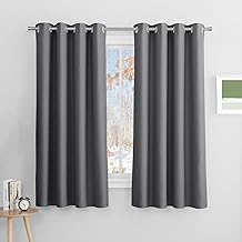 PONY DANCE Thermal Curtain with Eyelets Blackout Curtains Set of 2 H 160 x W 140 cm Bedroom Curtains Opaque Grey Curtains Blackout Curtain Thermal Heat Insulating